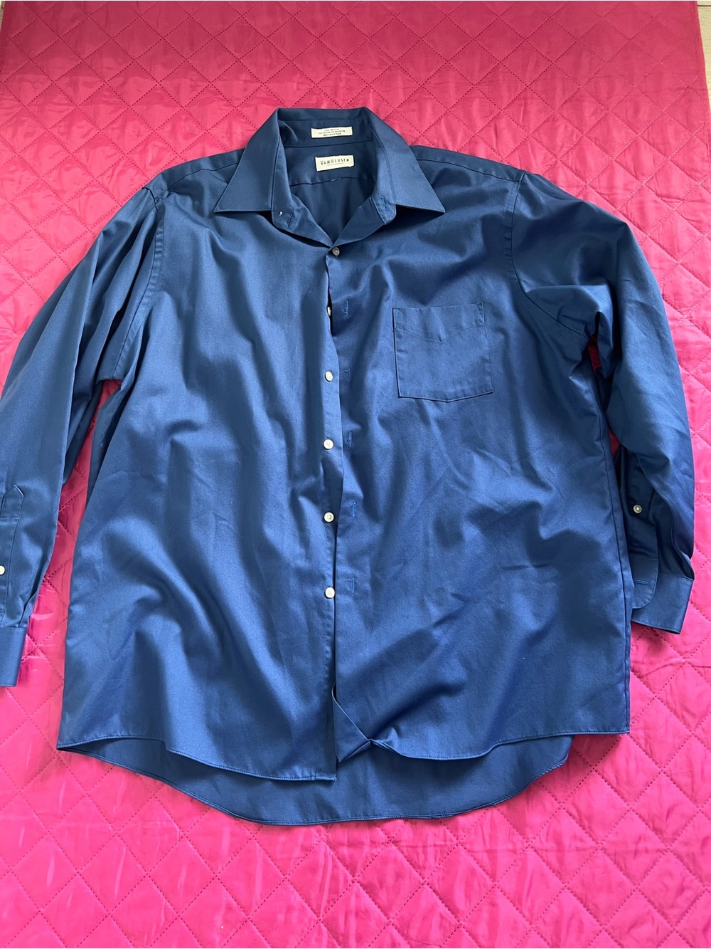 Van Heusen Navy Blue Long Sleeve Button-Down Shirt